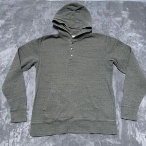 Pact Waffle Henley Hoodie Mens Medium Organic Cotton Speckled Pullover